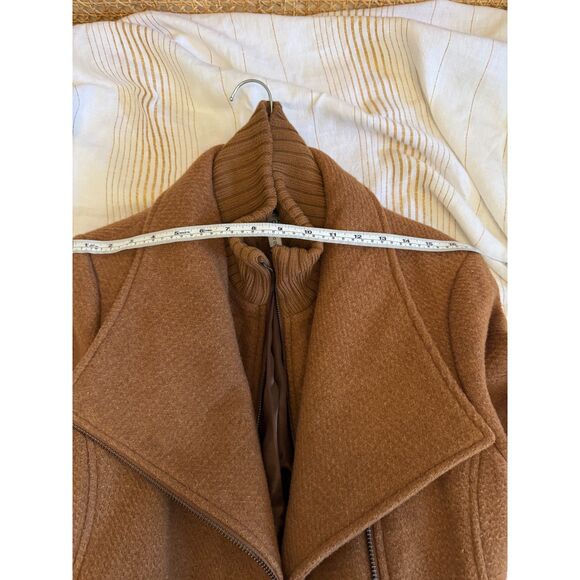 CALVIN KLEIN Wool Blend Belted Wrap Coat Women's Dark Camel Brown - Picture 4 of 11